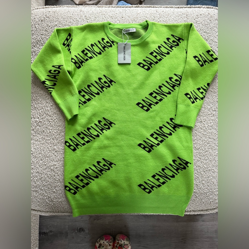 Balenciaga Green Long Sleeve Dress